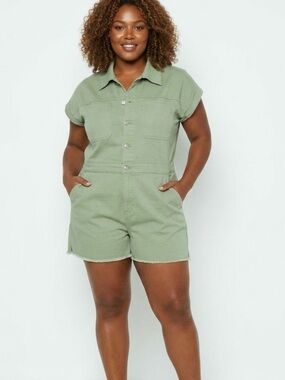 NWT Celebrity Pink Sage Green Utility Romper Size 3X